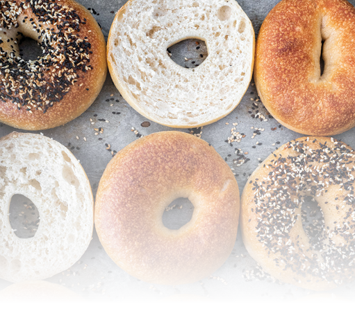 assortment of bagels photographed